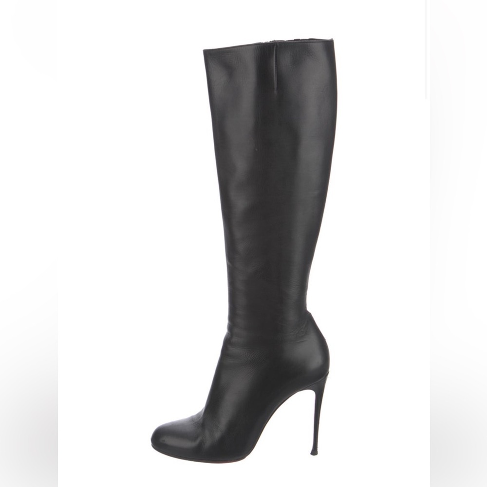 Christian Louboutin Black Leather Knee-High Boots